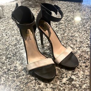 Black Heels with White Stripes 8.5